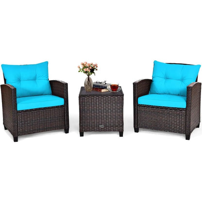 3pcs patio furniture set, rattan wicker