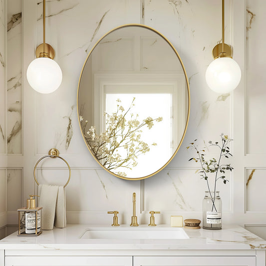 Oval Gold Bathroom Mirror