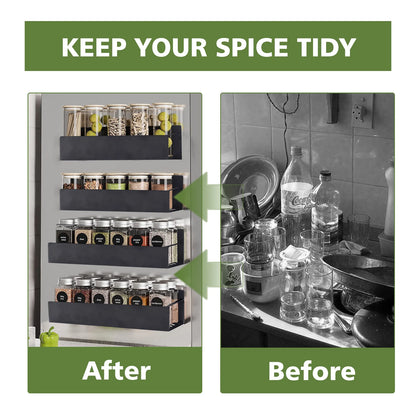 4 Pack Magnetic Spice Rack for Refrigerator