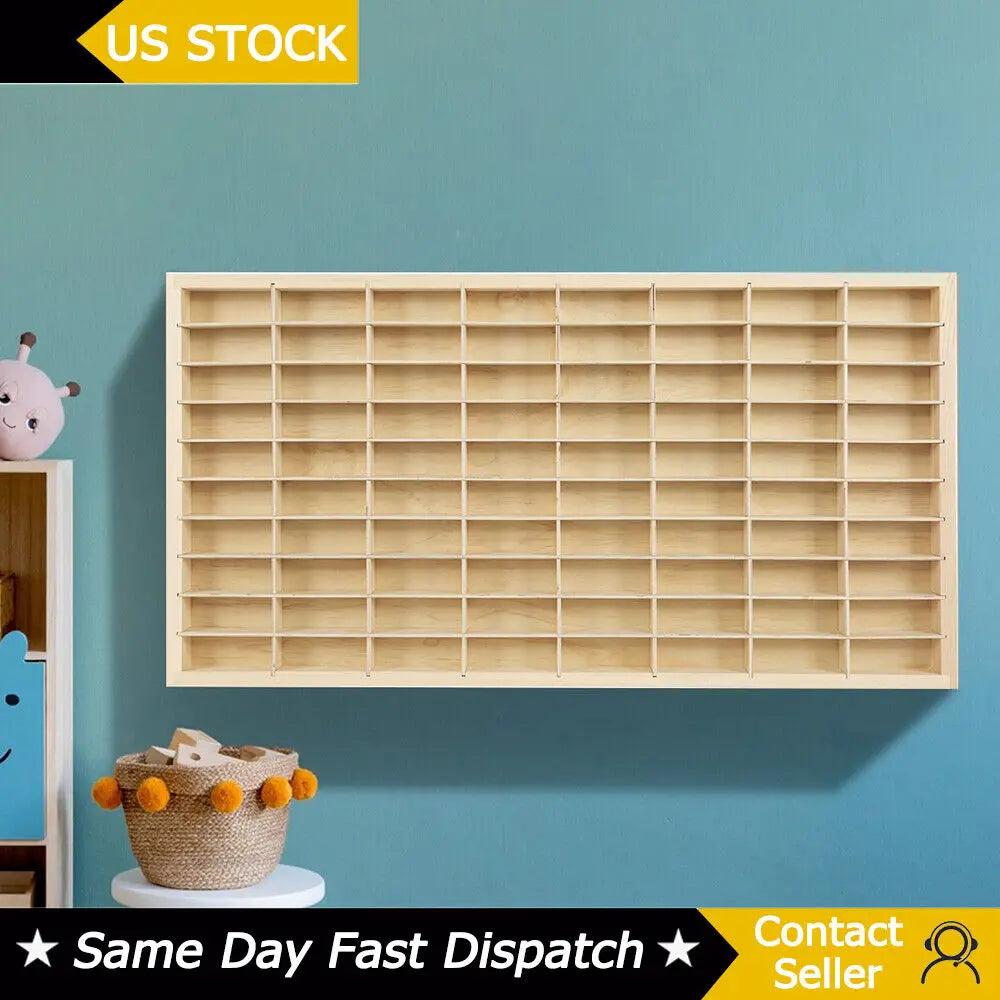 80 Grids Wood Display Shelf for Hot Wheels/Matchbox