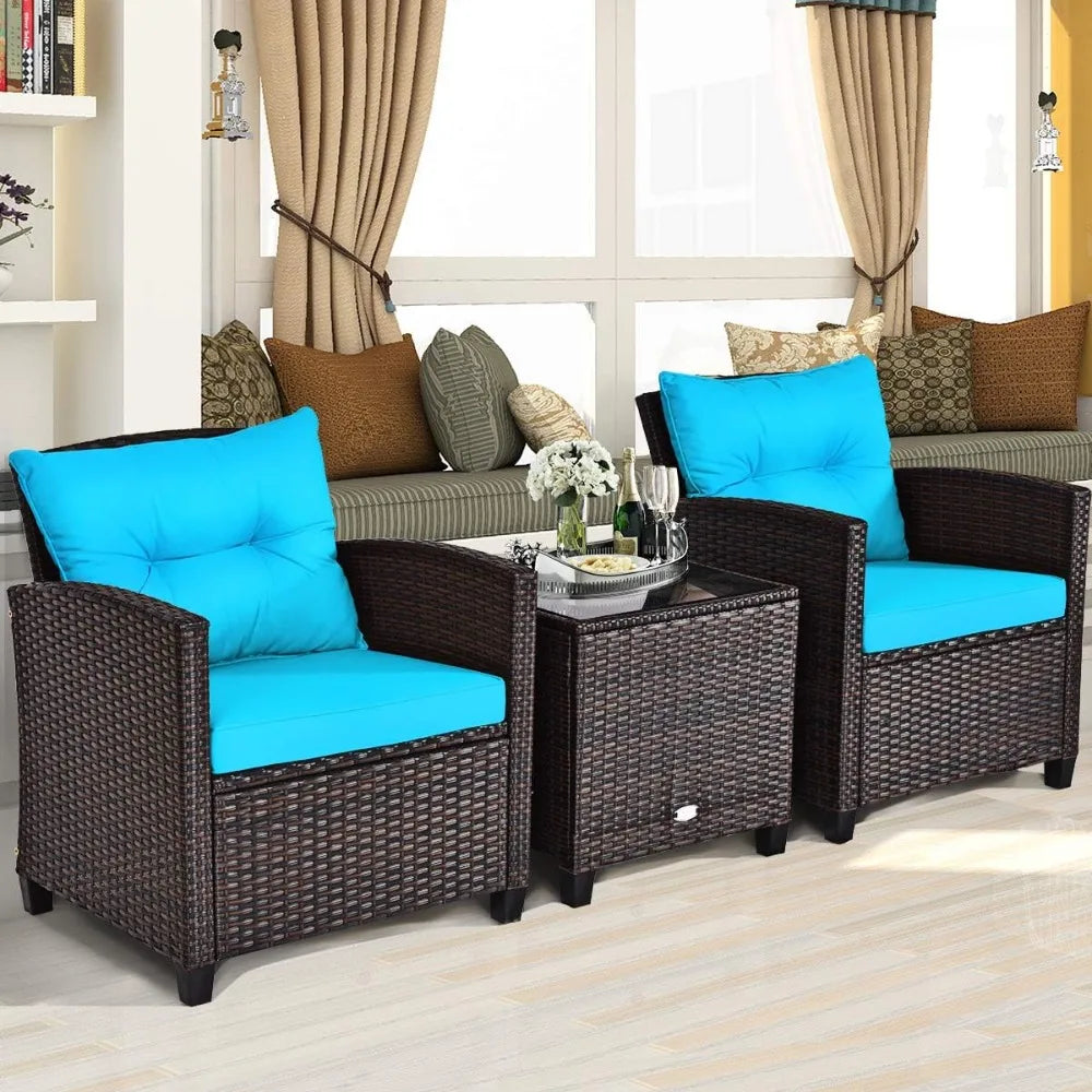 3pcs patio furniture set, rattan wicker