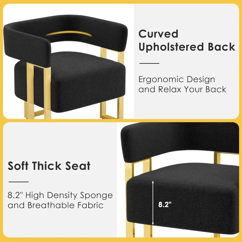 Modern Black and Gold Accent Chair Set of 2,