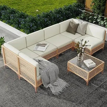 Outdoor Patio Furniture Set, Wicker Outdoor Sectional Set