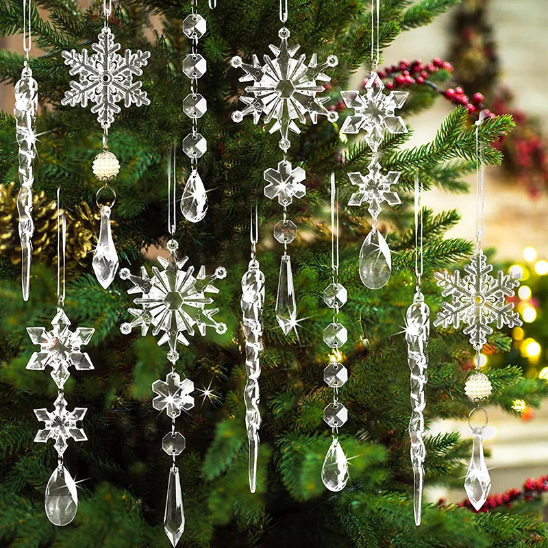 5/10Pcs Acrylic Snowflake Simulation Ice Pendants