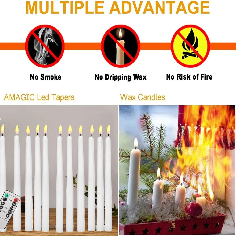 LED Flameless Taper Candles 6.5/11" Battery Operated