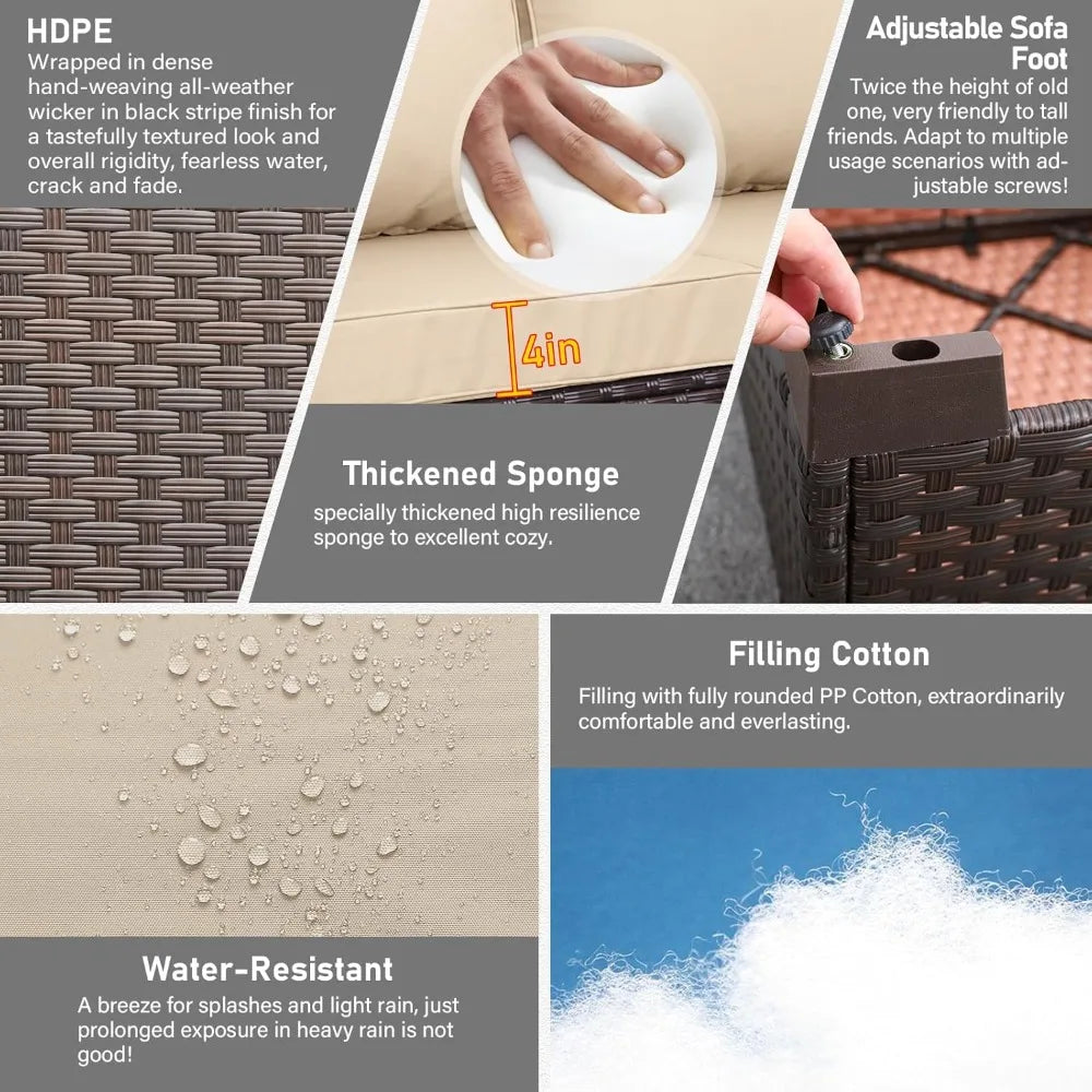 Patio Furniture 3-seat Sofa Wicker Outdoor Furniture