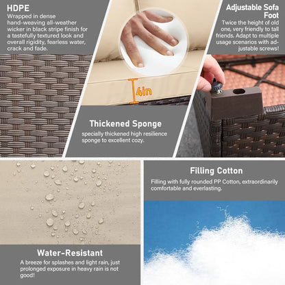 Patio Furniture 3-seat Sofa Wicker Outdoor Furniture