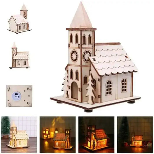 Christmas LED Light Wooden House Luminous Cabin