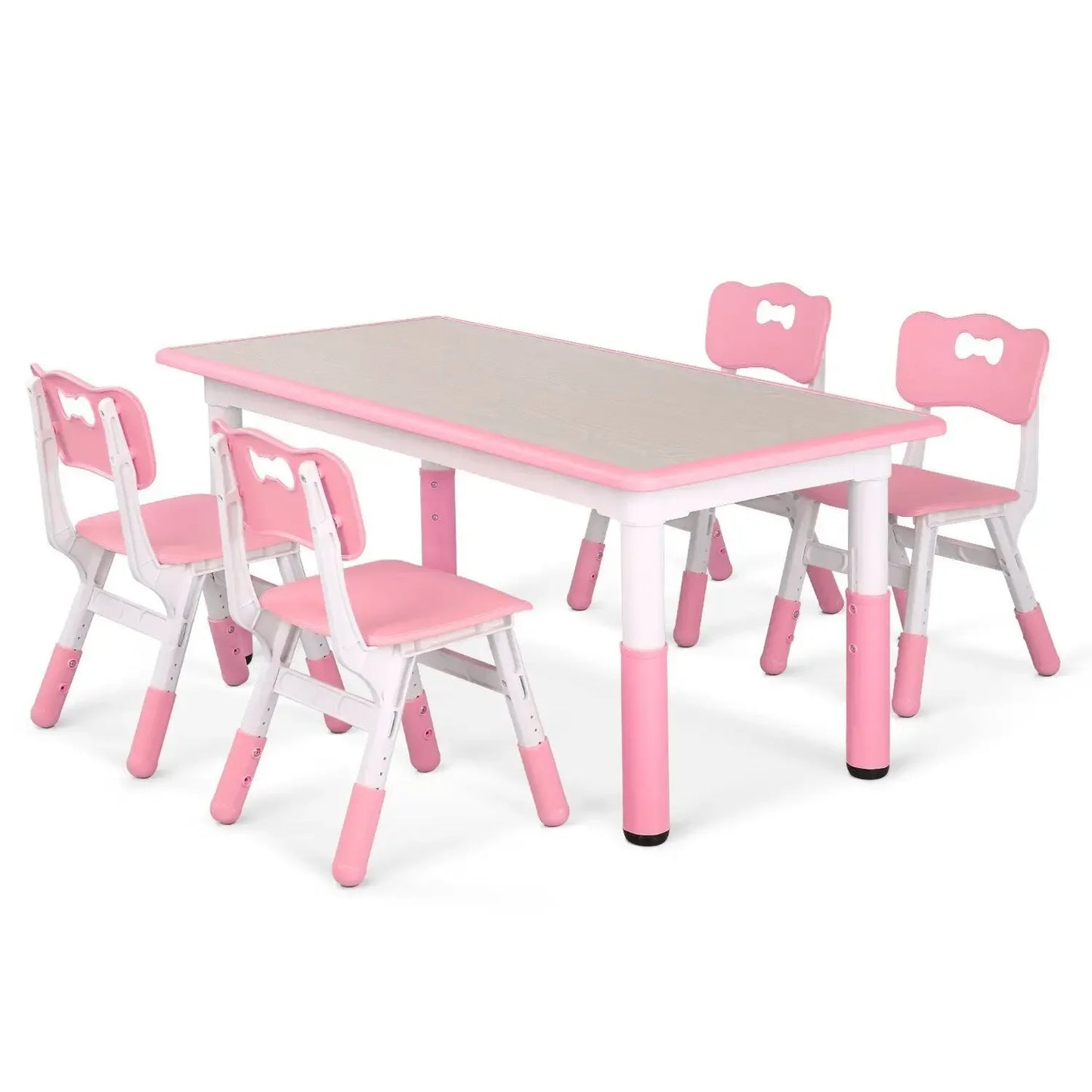 Kids Table and 4 Chairs Set, Height Adjustable