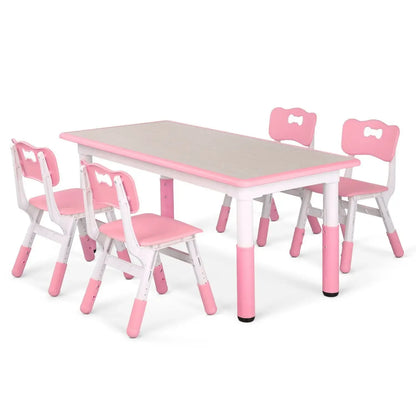 Kids Table and 4 Chairs Set, Height Adjustable