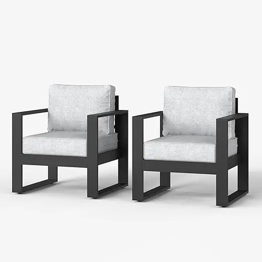 , Metal Modern Armchair Set of 2 with Washable Thick Cushions