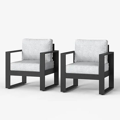 , Metal Modern Armchair Set of 2 with Washable Thick Cushions