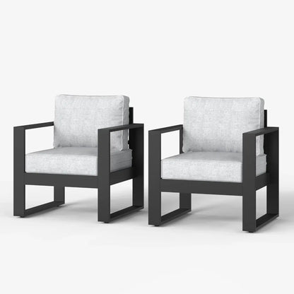 , Metal Modern Armchair Set of 2 with Washable Thick Cushions