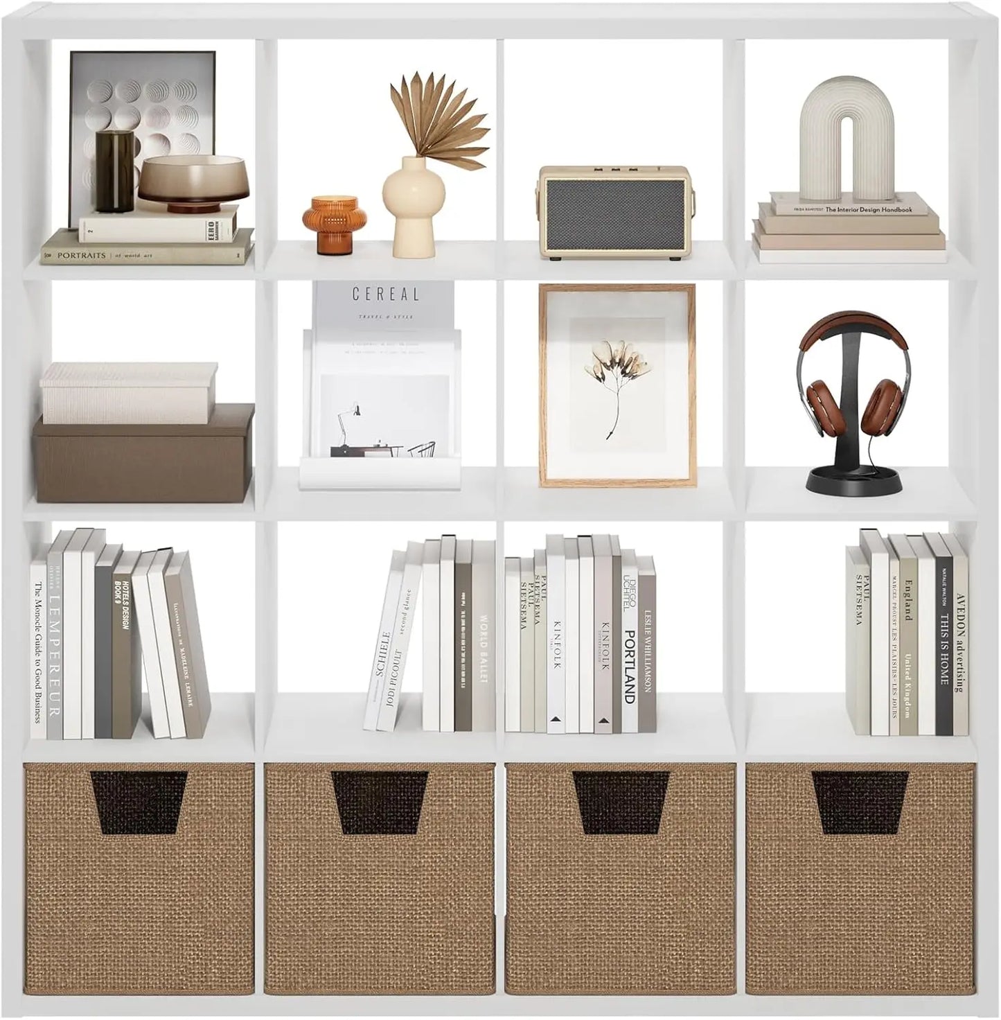 Cubicle Open Back Decorative Cube Storage Organizer, 16-Cube, White