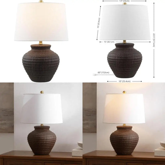23-inch LED Ceramic LED Table Lamp with Dark Brown Finish