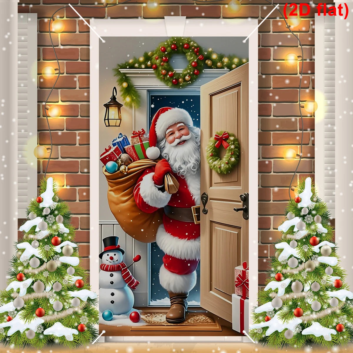 Christmas Hanging Flag Santa Claus Door Banner