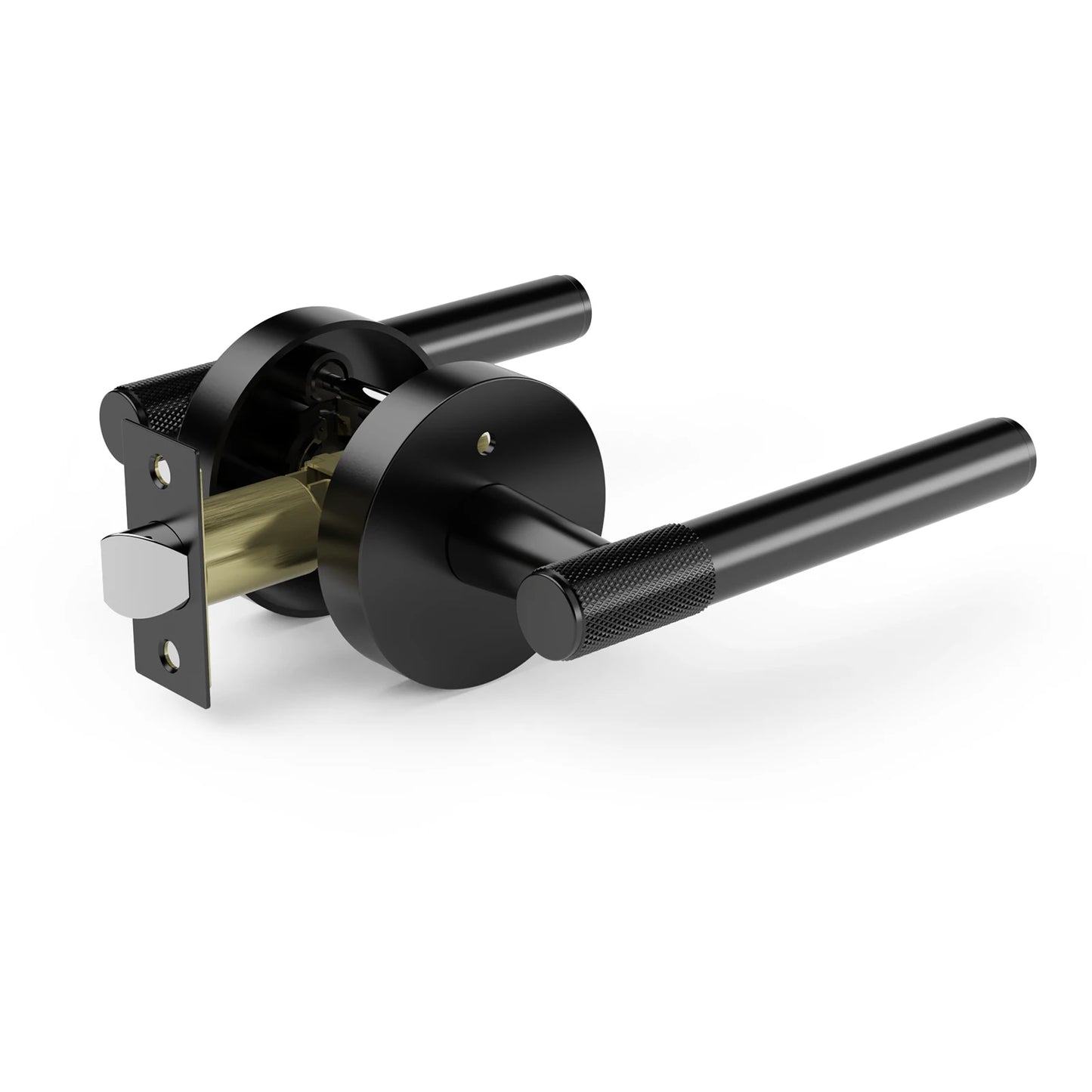 Privacy Door Handle Front Knurled Handle Lever Round Base