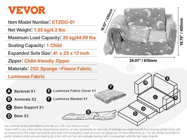 Couch Kids Sofa Toddler Foam Sofa Couch w/ High-density 25D Sponge