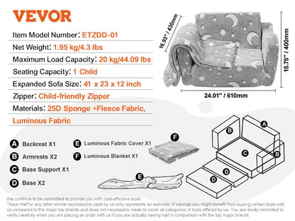 Couch Kids Sofa Toddler Foam Sofa Couch w/ High-density 25D Sponge