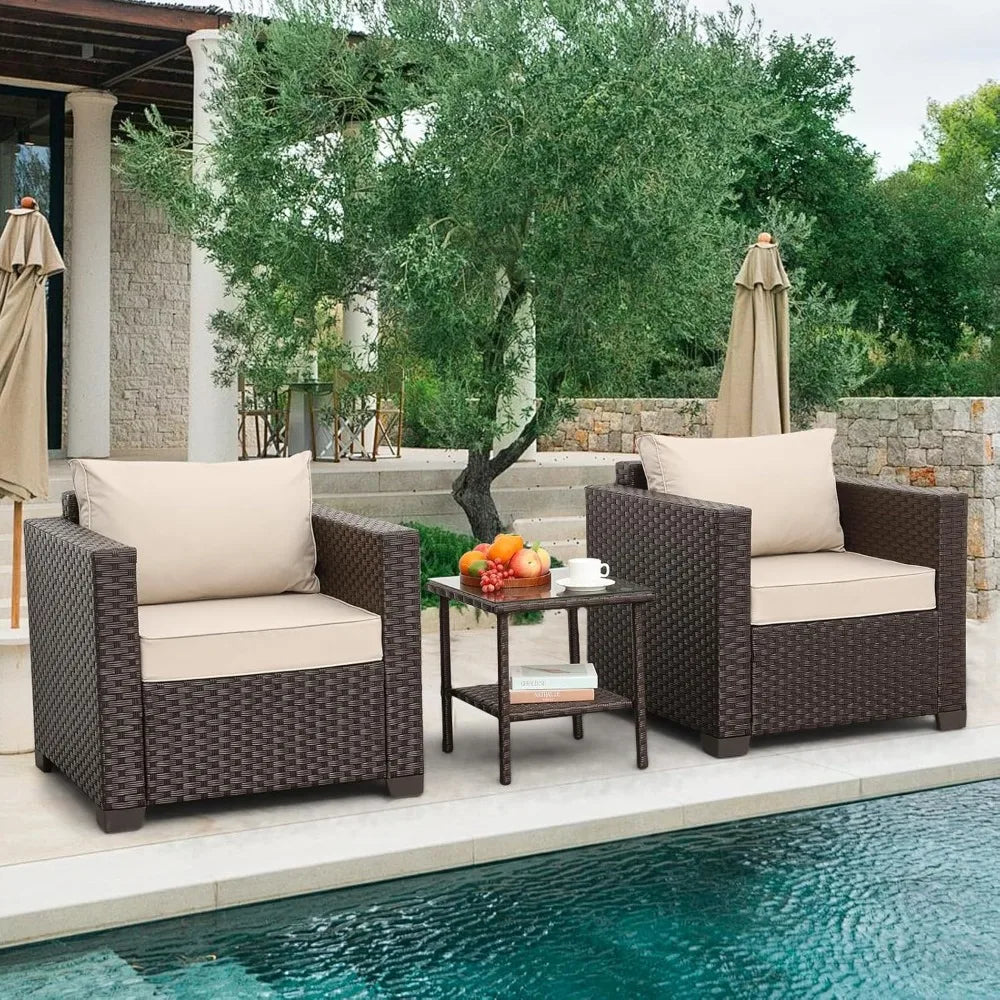 Outdoor Furniture Club Chair 3 Pieces Patio