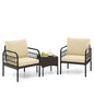 3 PCS Patio Wicker Furniture Set, Outdoor Conversation Bistro Set with Cushioned