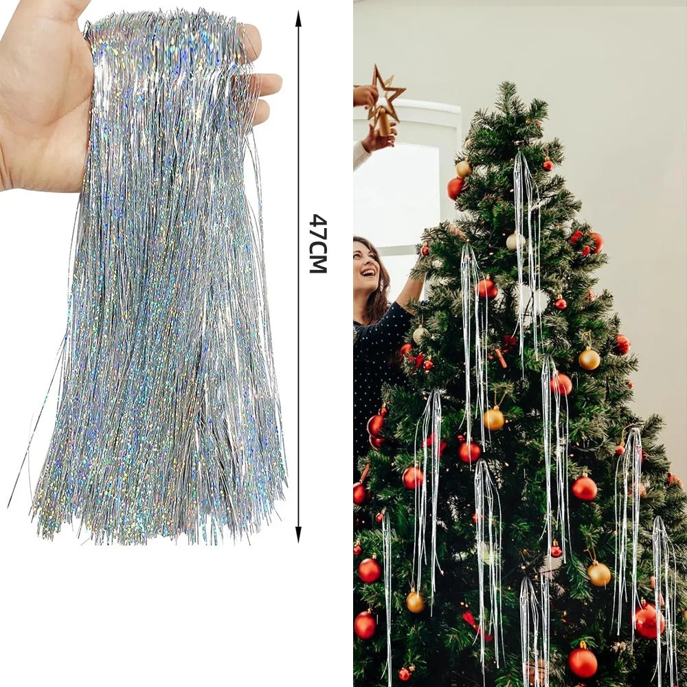 3000 Strands Icicles Iridescent Tinsel Foil Fringe Garland