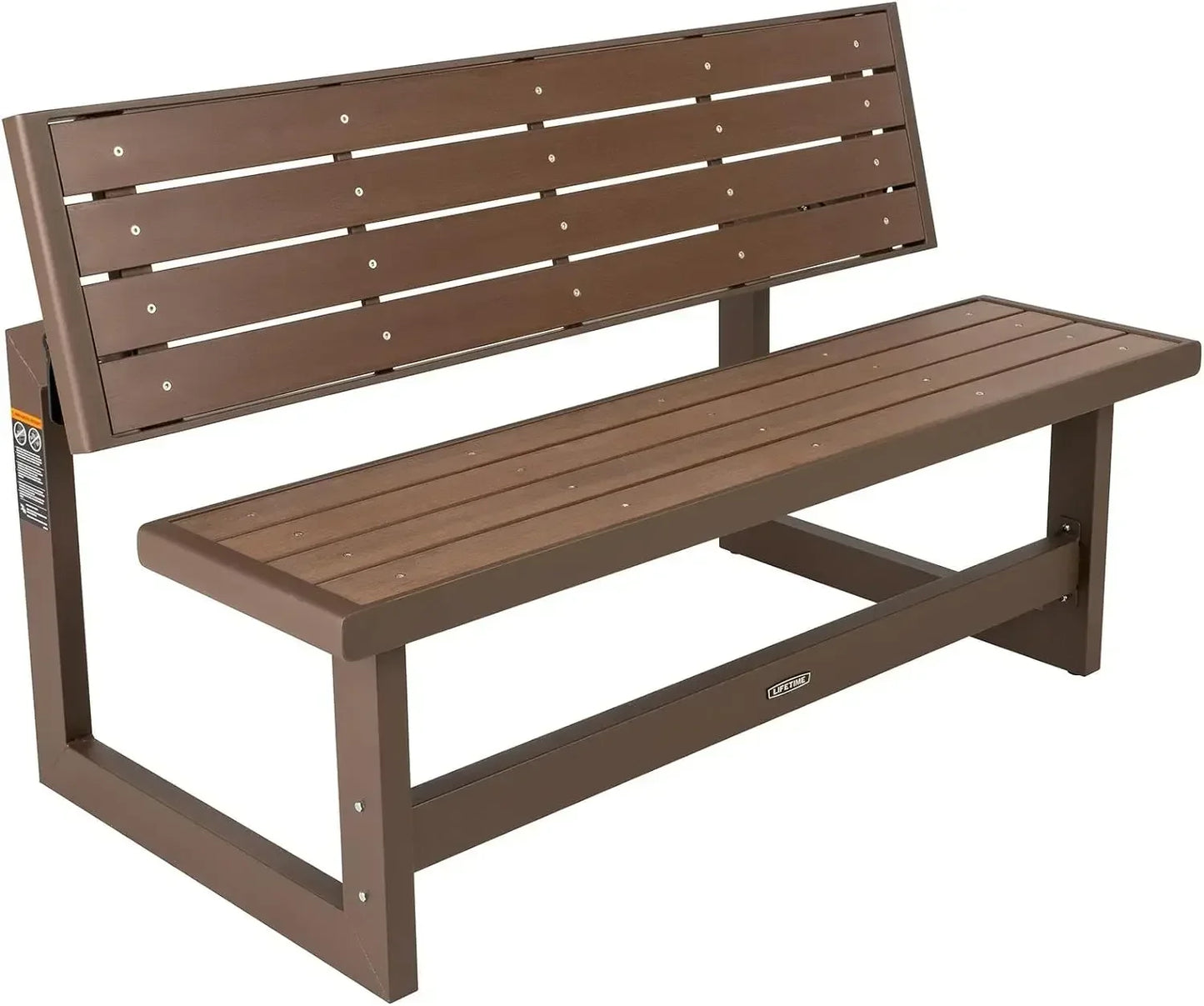Outdoor Convertible Bench, 55 Inch, Mocha Brown Patio Seating Benches