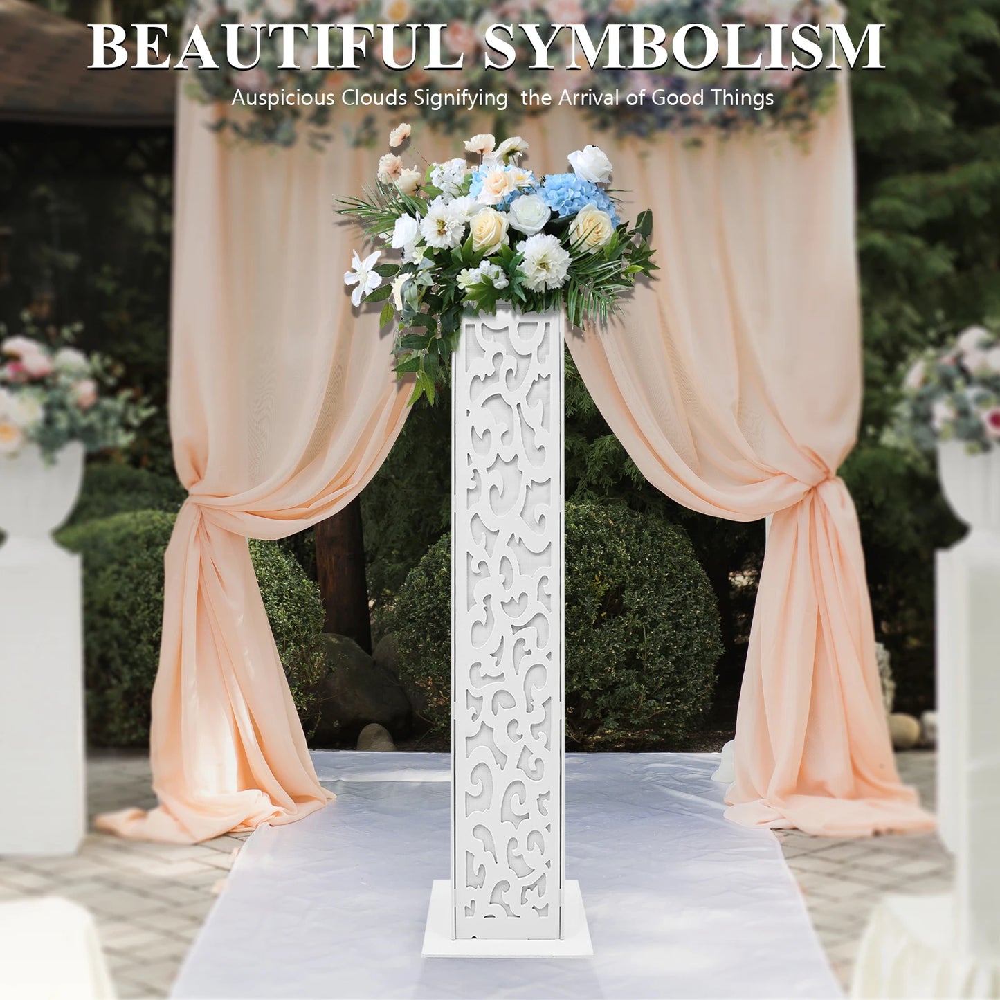 8-Piece Wedding Flower Columns PVC Hollow-Out Flower Satnd with LED Lights