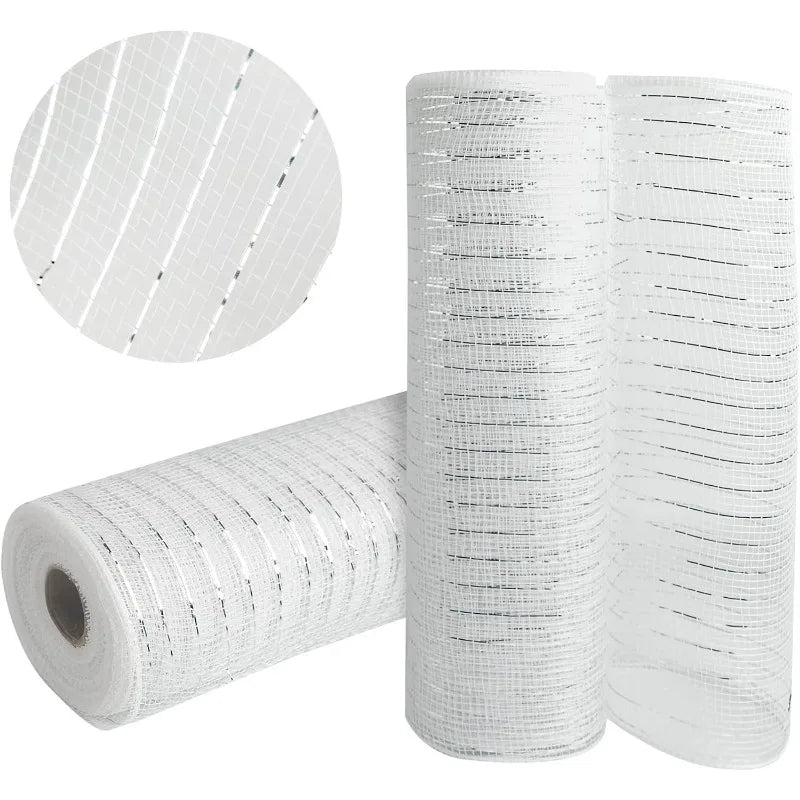 Golden Grid Ribbon Christmas Tree Decoration Mesh Tulle Roll