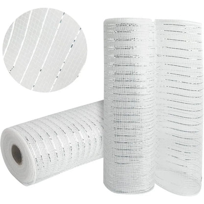 Golden Grid Ribbon Christmas Tree Decoration Mesh Tulle Roll