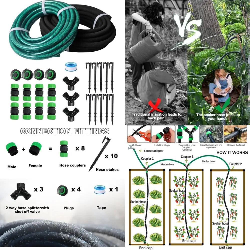 Flexible 75-Foot Soaker Hose System with 50-Foot Garden Hose