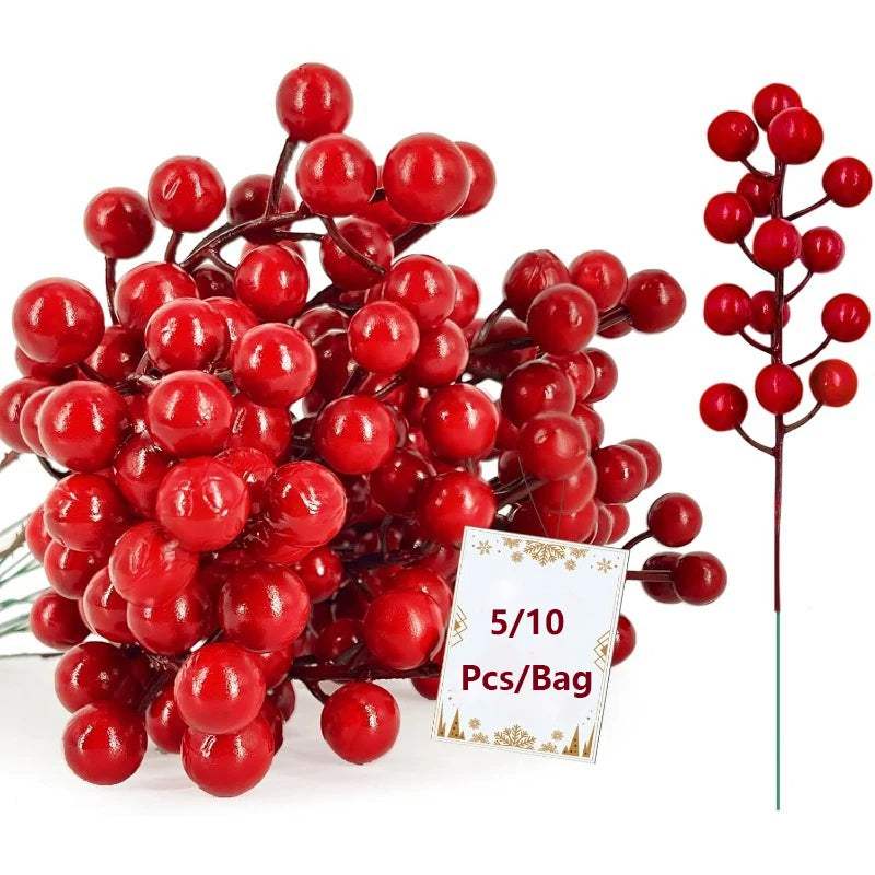 14 Heads Christmas Decoration Artificial Red Berries Bouquets