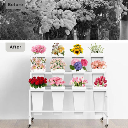 Flower Display Stand with 12 Buckets