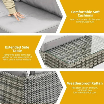 L-Shaped Sofa Conversation Set with Coffee Table &Cushion