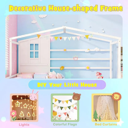 L Shaped Twin Beds for Kids Double, Wooden, Fence & Slats