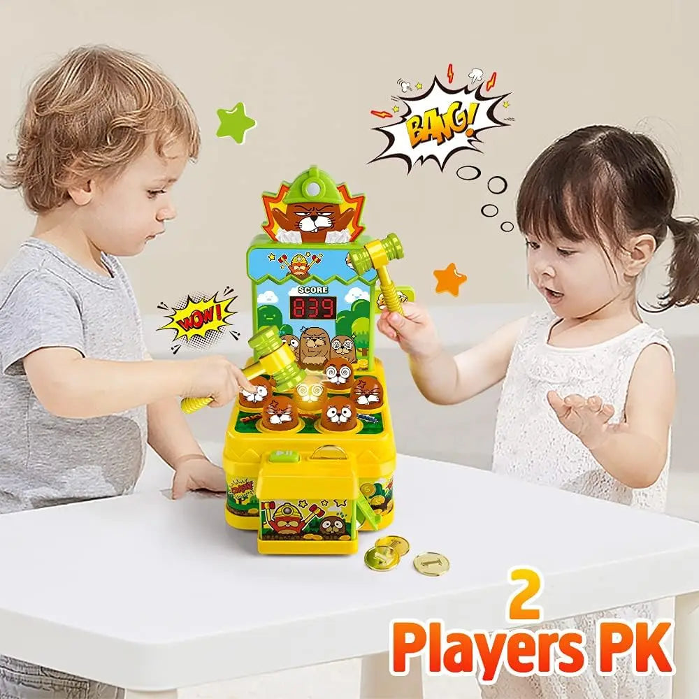 Mini Coin Operated Arcade Game Bank with 2 Hammers