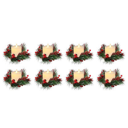 Elegant Christmas Candle Ring with Soft LED Glow and Glass Cup