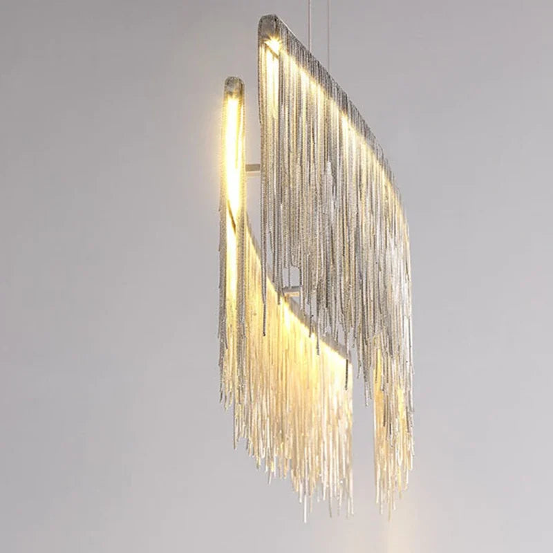 Led Ceiling Chandelier Gold Chains with Remote