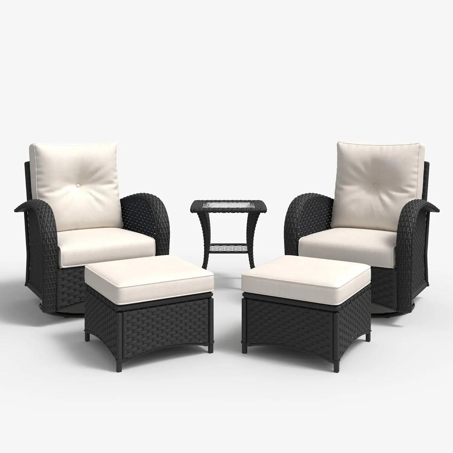 5 Pieces Outdoor Patio Furniture Set, Rattan Wicker