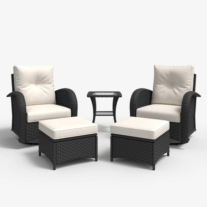 5 Pieces Outdoor Patio Furniture Set, Rattan Wicker