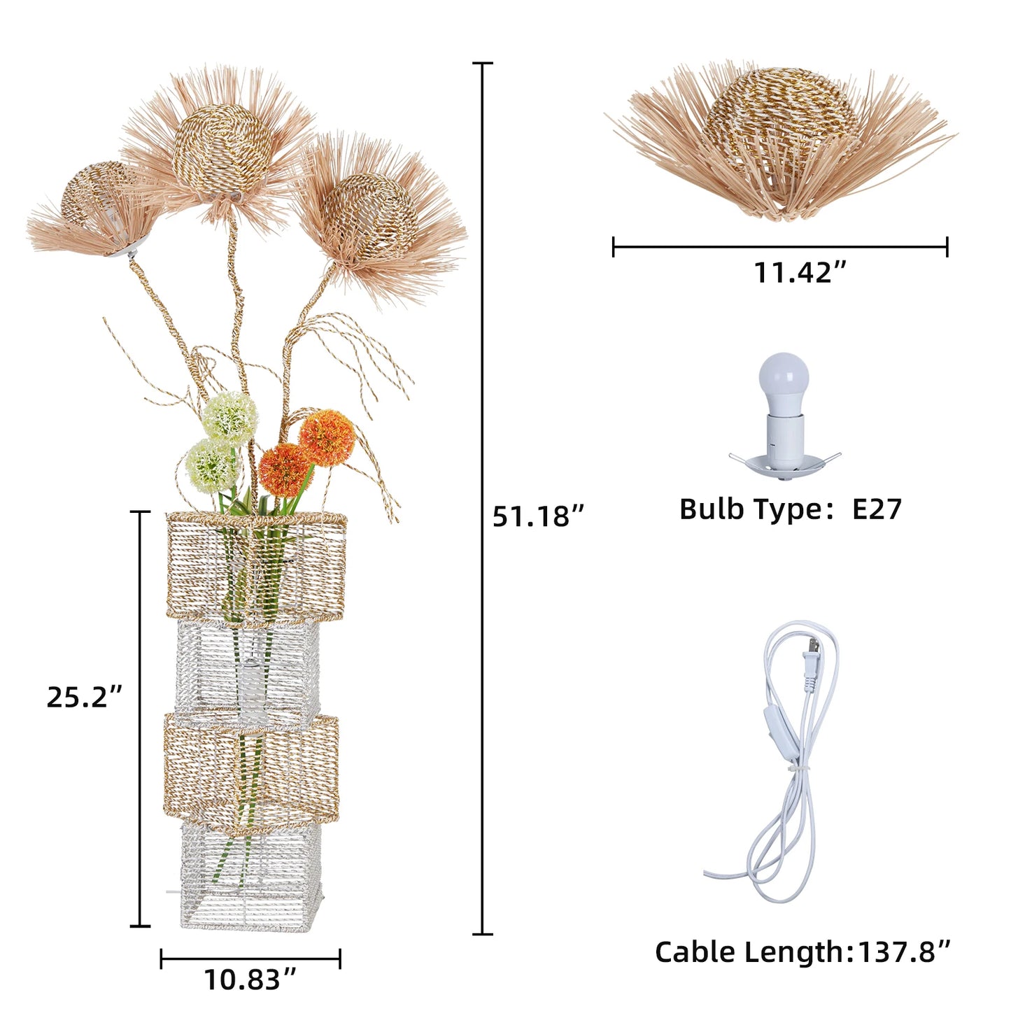 Modern Rattan Floor Lamp Dimmable