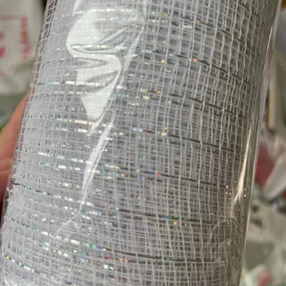 Golden Grid Ribbon Christmas Tree Decoration Mesh Tulle Roll