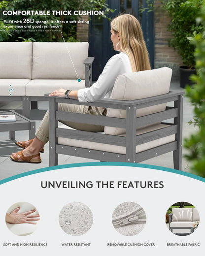 Patio Furniture Set, 6 Pieces Outdoor Sectional Sofa Set