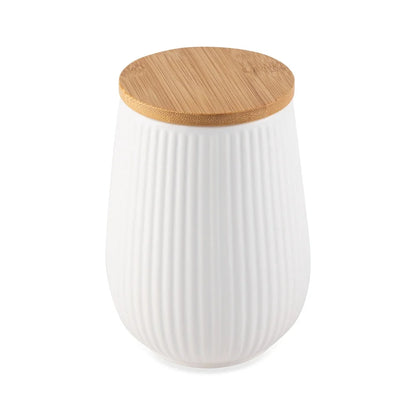 Ceramic Kitchen Canister with Bamboo Lid Airtight Seal