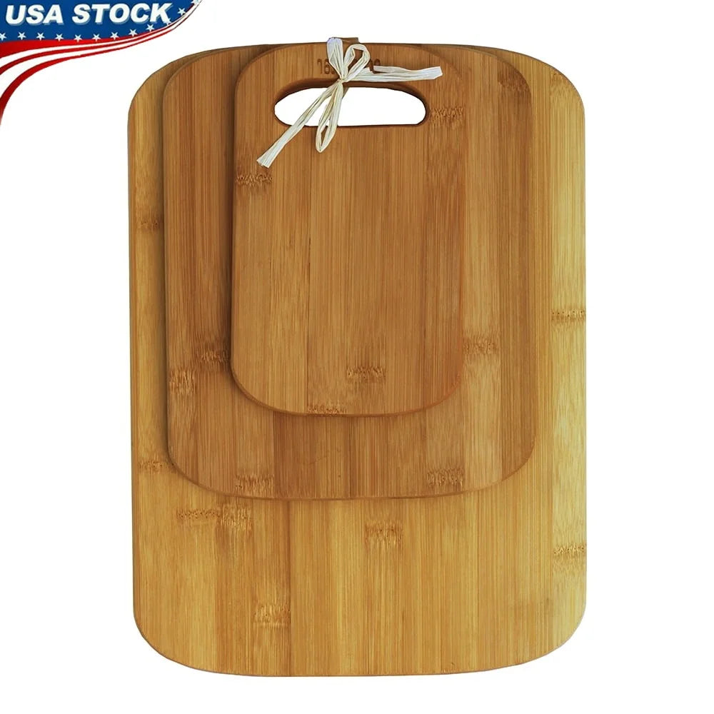 3 Piece Eco-Friendly Bamboo Cutting Board Set