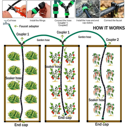 Flexible 75-Foot Soaker Hose System with 50-Foot Garden Hose