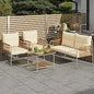 4 Pieces Patio Furniture Set, Wicker Outdoor Conversation Set