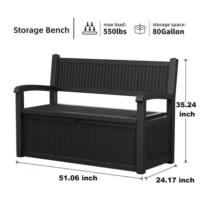 80 Gallon Outdoor Storage Bench Deck Box Waterproof Lockable