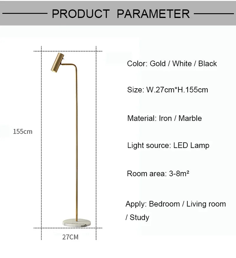 LED Dimmable Floor Lamp Gold/Black/White