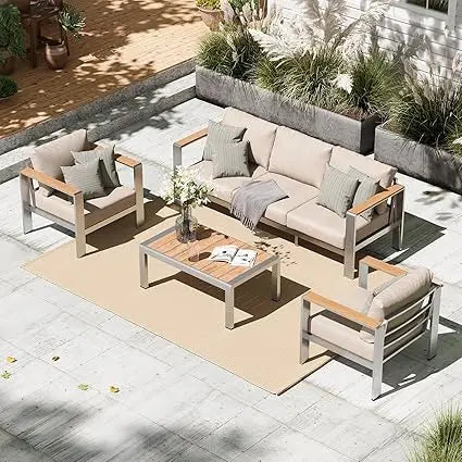 4 Piece Patio Furniture Set with Coffee Table